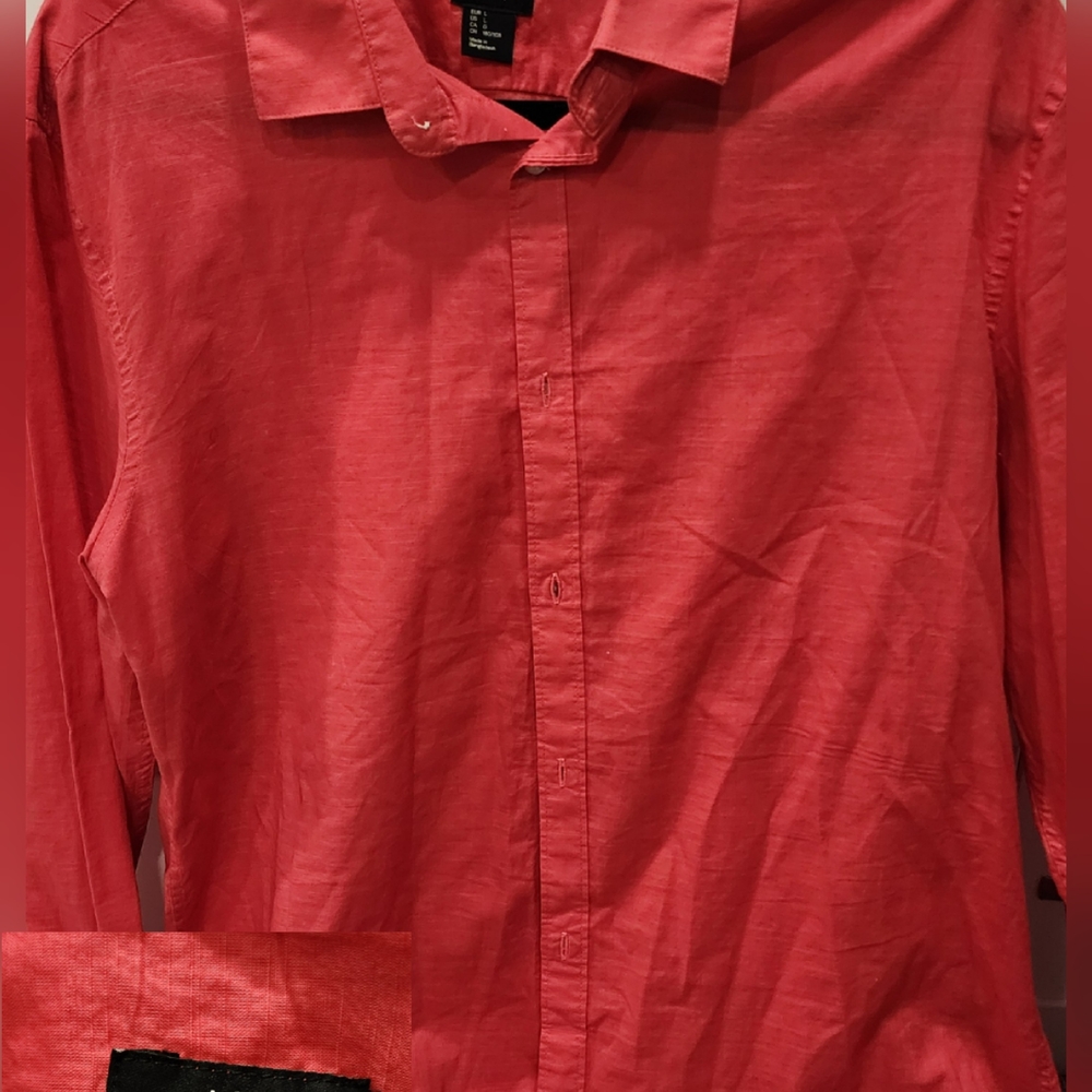 H&M Red Casual Button Down Shirt